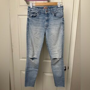 MOTHER High Waisted Looker Ankle Fray Jeans